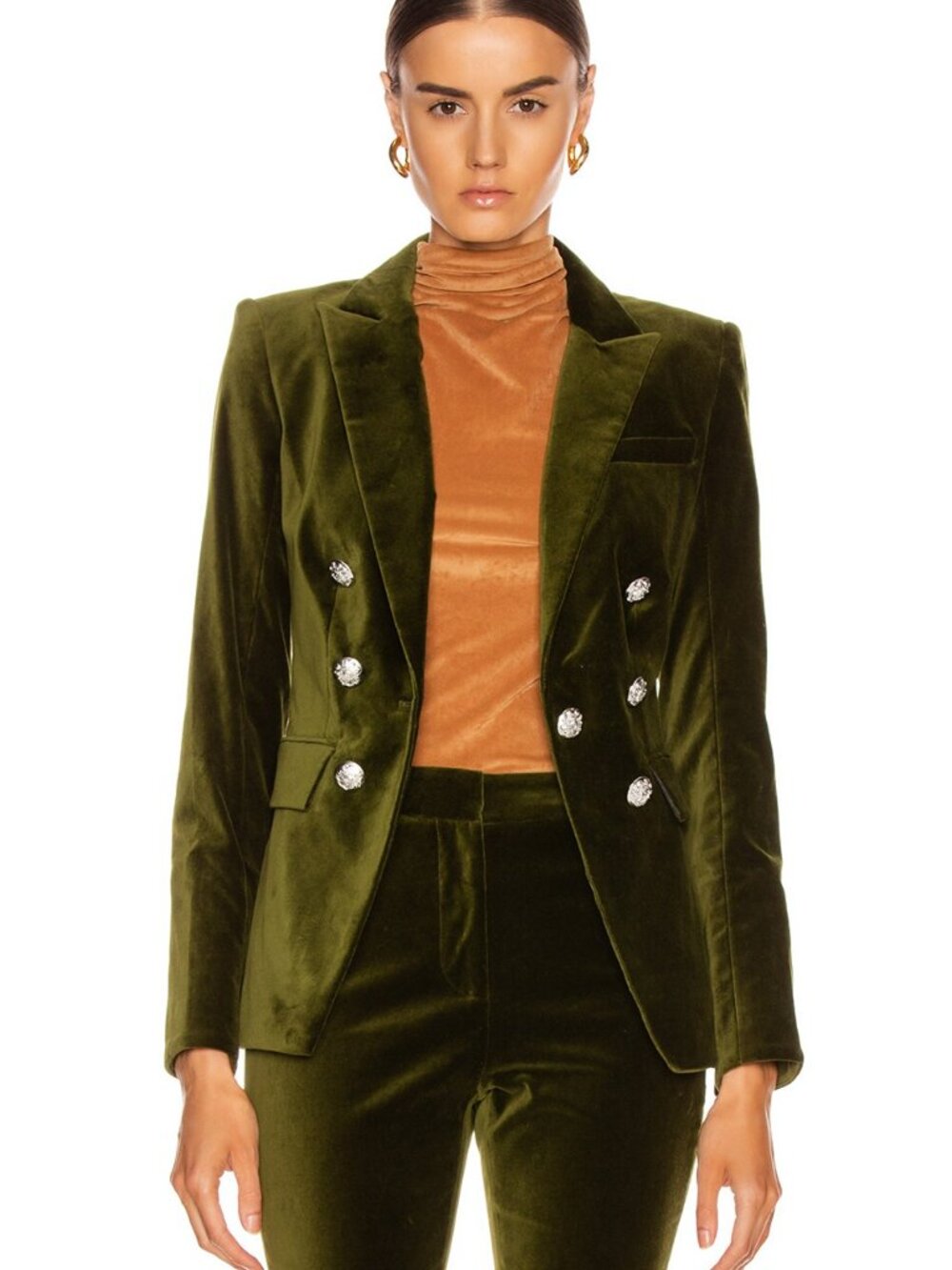 Veronica Beard Olive Stretch Velvet Lawrence Dickey Jacket - Size 8 - Picture 2 of 8